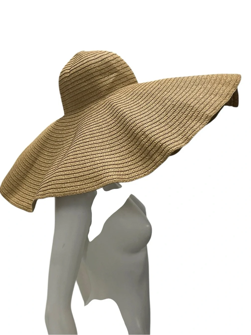 Oversized Straw Floppy Sun Hat in Tan